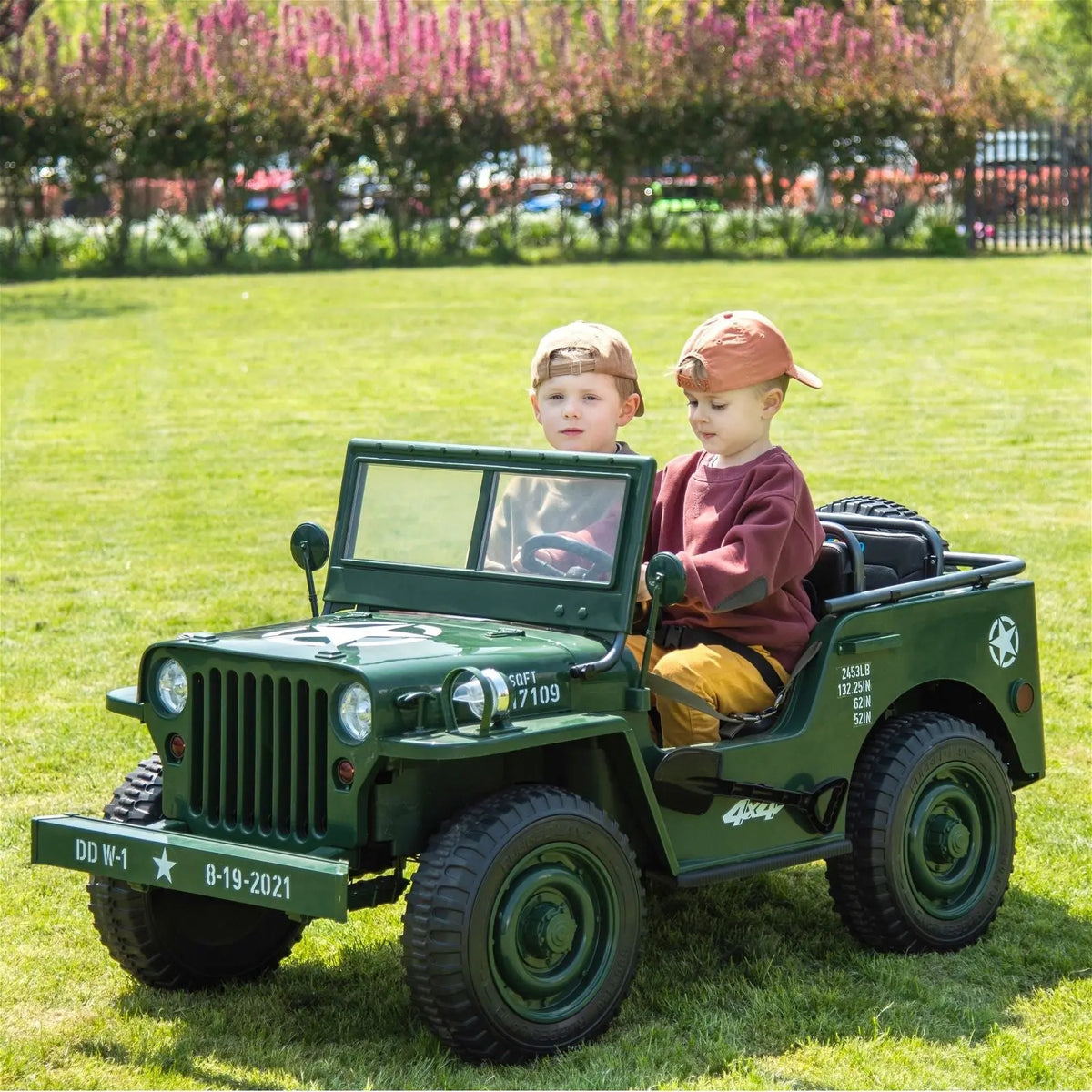 24V Military Willys Truck 3 Seater Electric Ride on