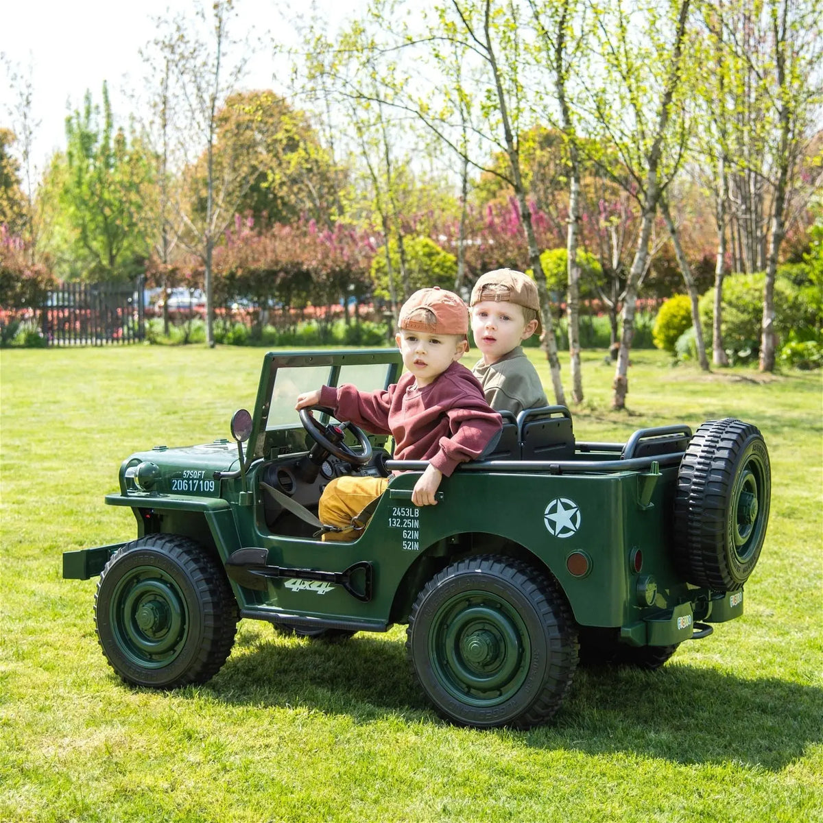 24V Military Willys Truck 3 Seater Electric Ride on