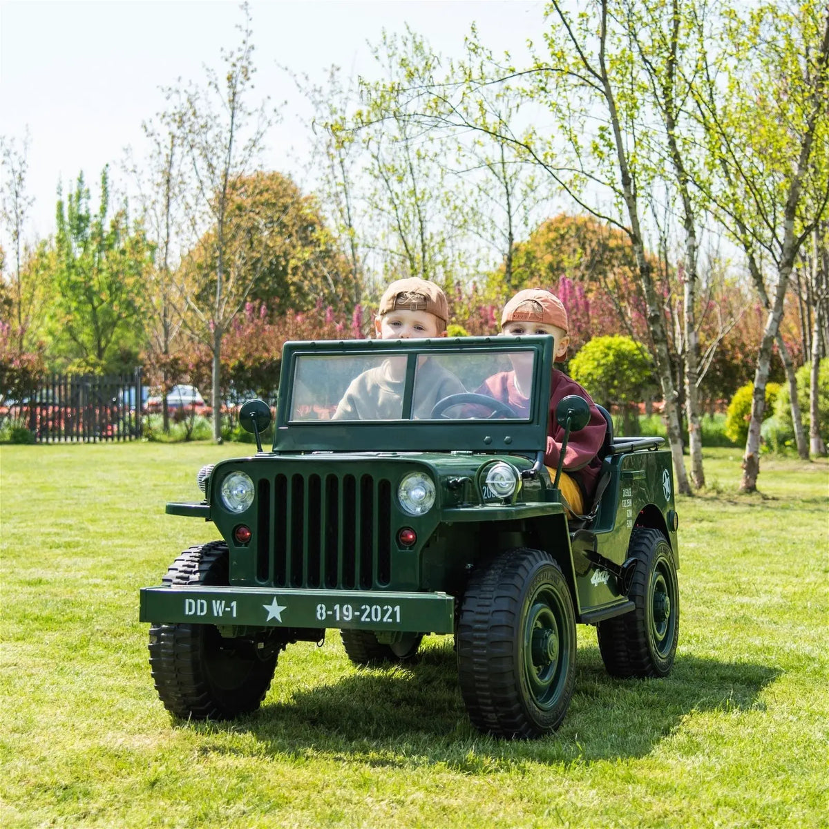 24V Military Willys Truck 3 Seater Electric Ride on