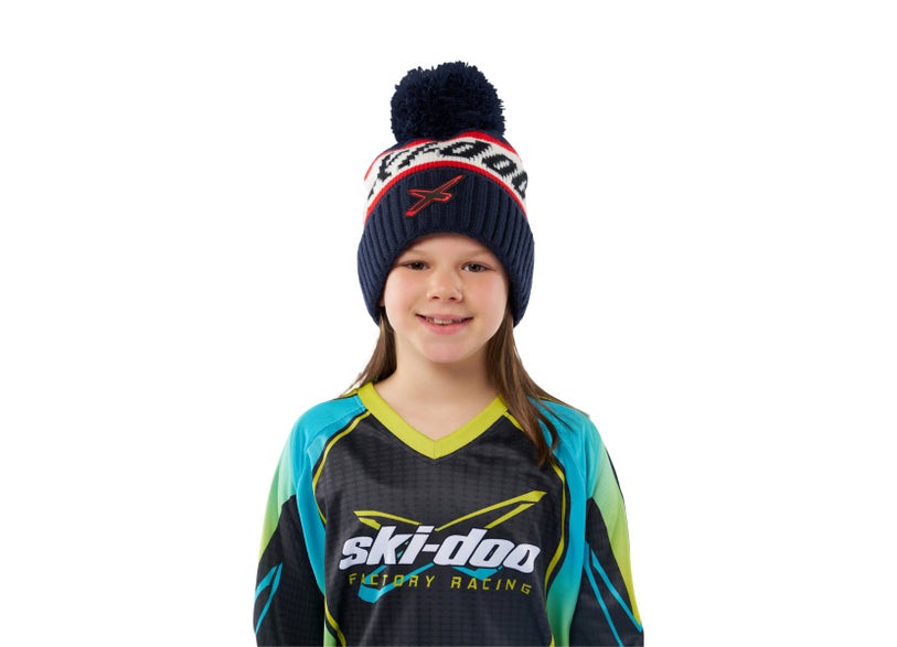 Ski-Doo Youth X-Team Pom-Pom Beanie — Navy