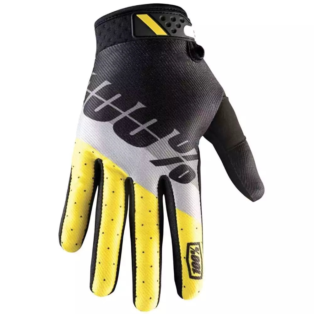 100% Ridefit Max black/yellow motor gloves