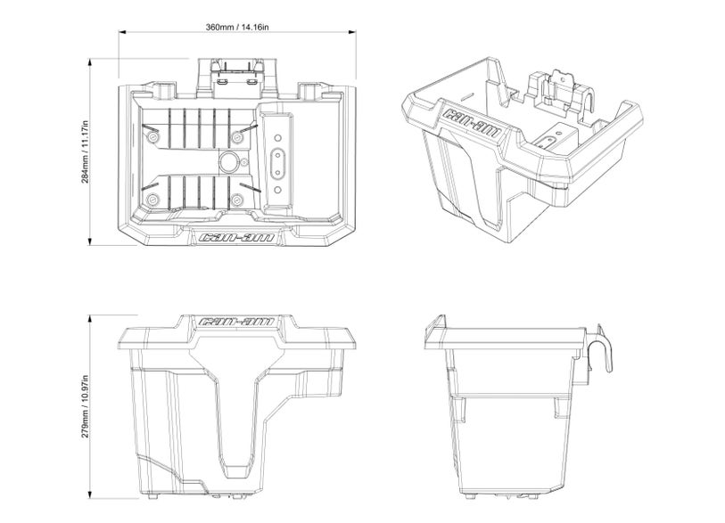 Can-Am Defender Gen 2 Center Underseat Storage Bin (7 L)