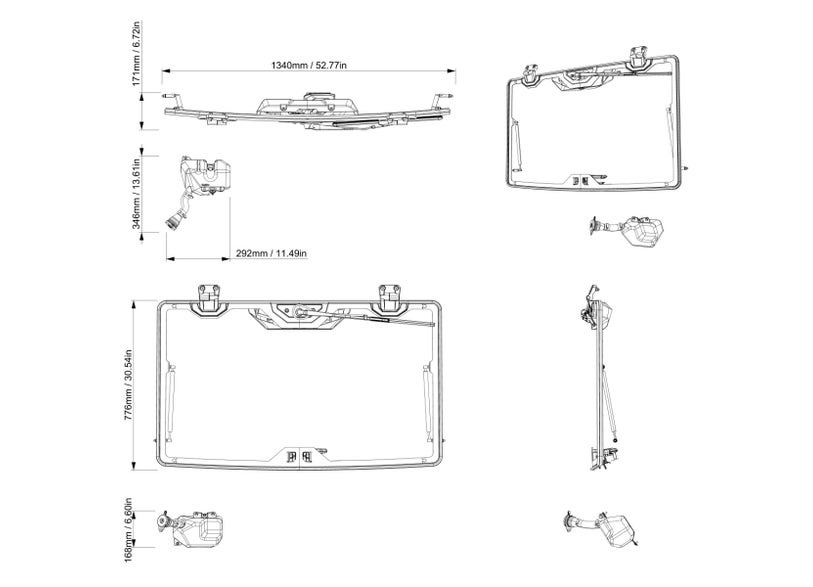 an-Am Defender & Defender Gen 2 Flip Glass Windshield with SMART Intermittent Wiper & Washer Kit