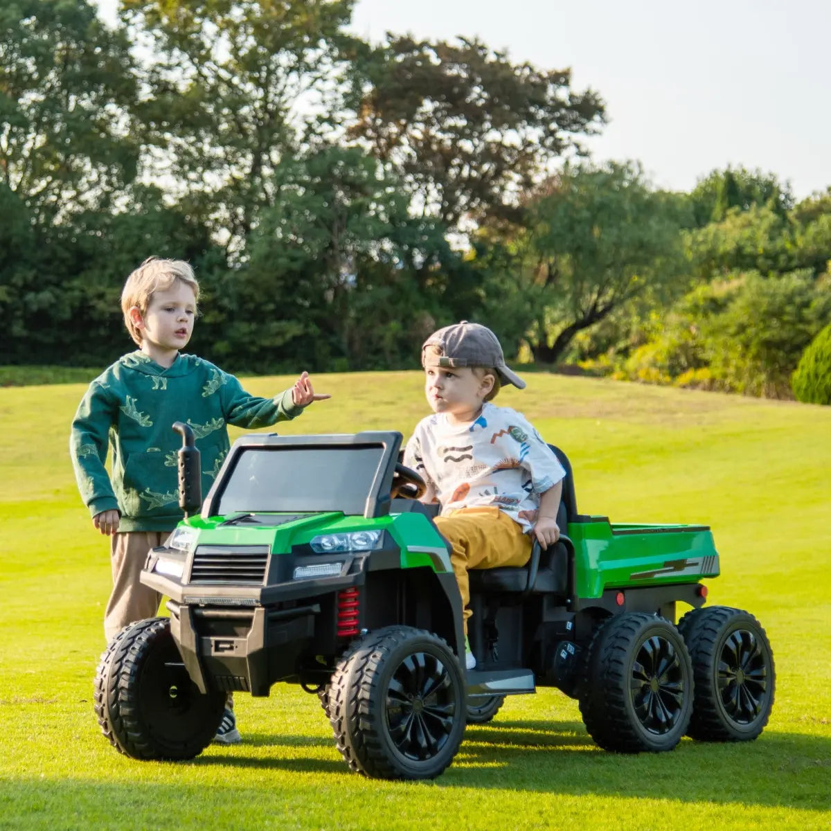 24V 6 Wheeler 2 Seater Ride-on with Dump Cart