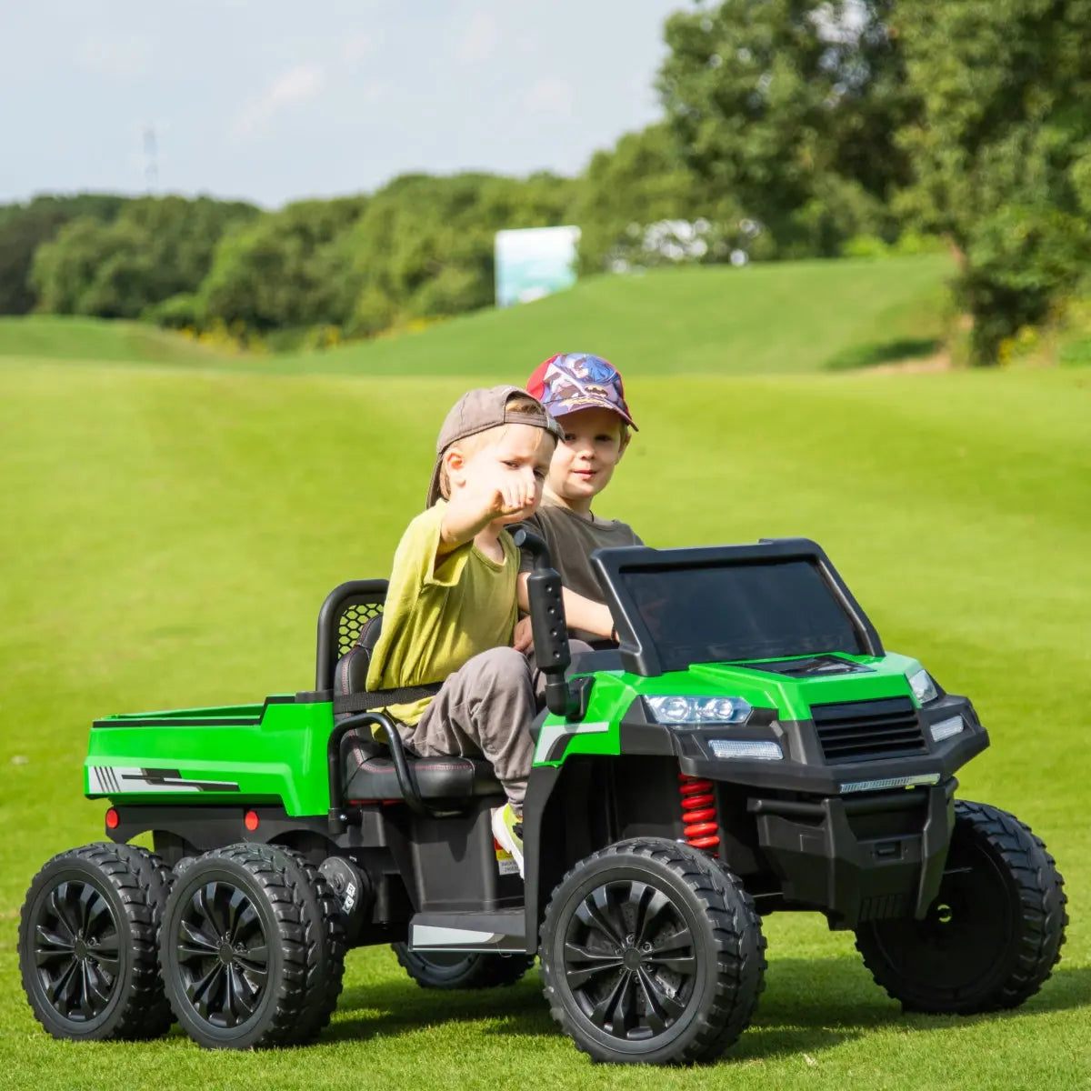 24V 6 Wheeler 2 Seater Ride-on with Dump Cart