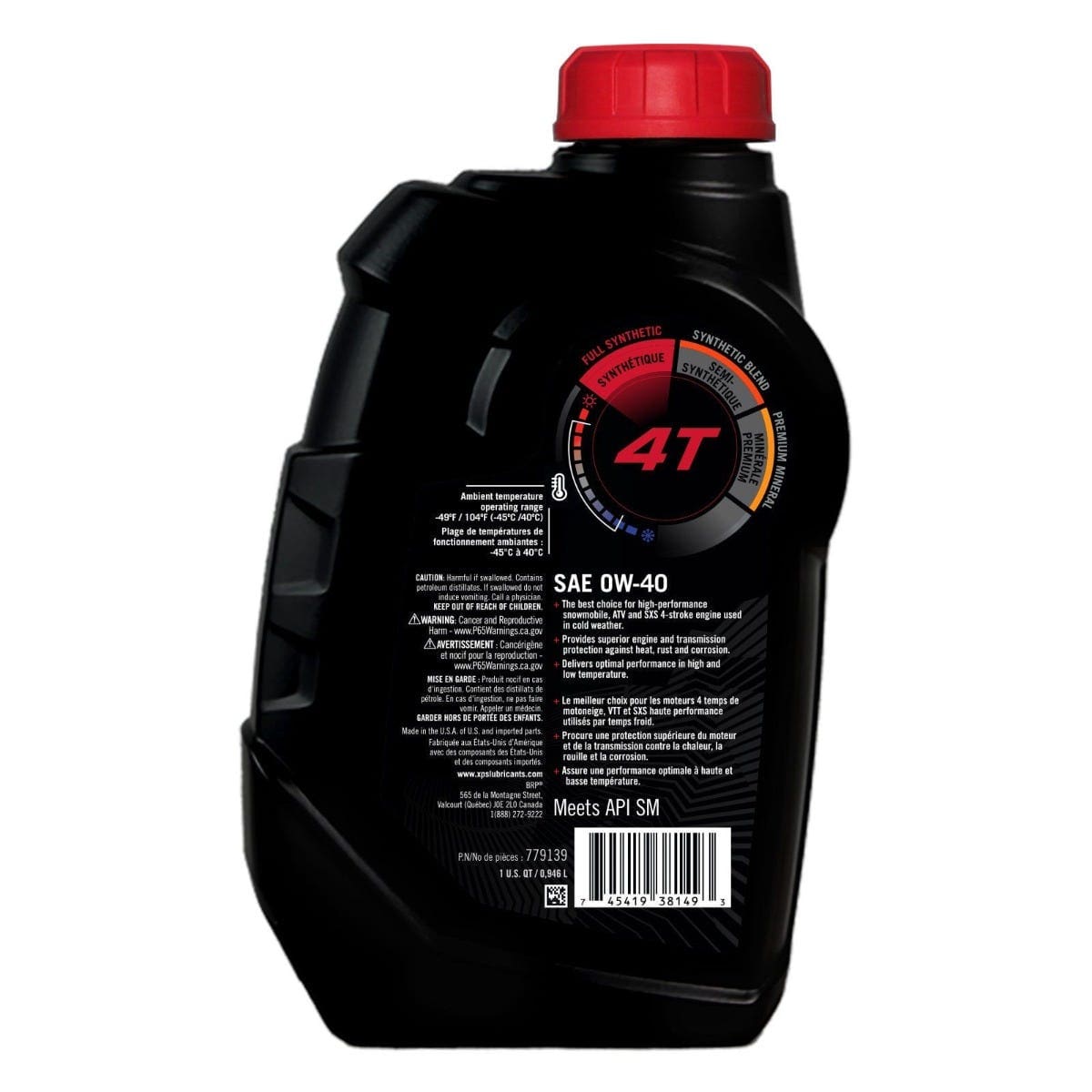 4T 0W-40 Synthetic Oil / 1 QT / 946 ml
